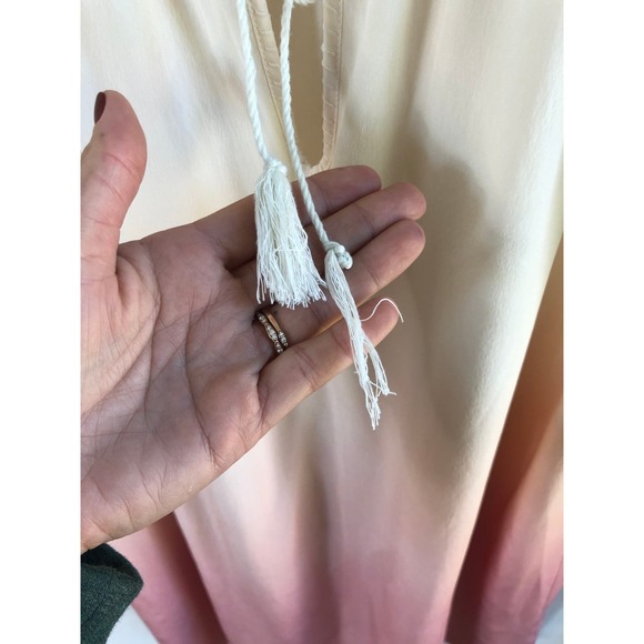 Joie Silk Dip Dyed Ombre Shift Dress With Tassel Tie - Picture 6 of 8